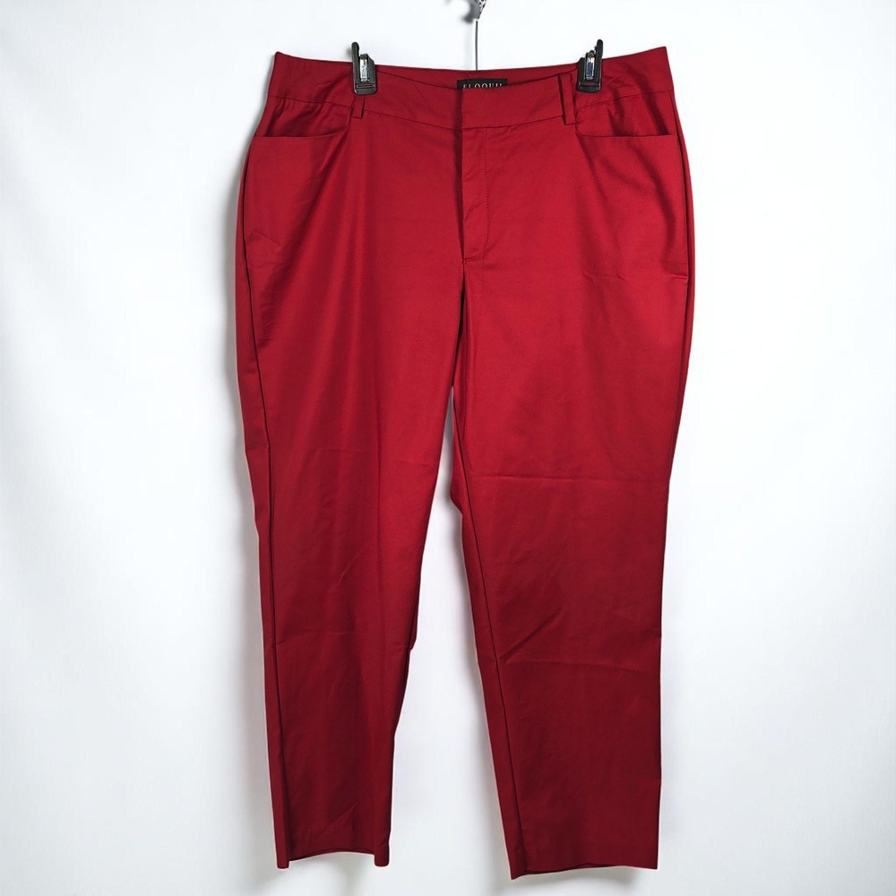 Eloquii Red Pants‎ Woman 16V Career Cropped Stretch Plus Size Modern Curvy Fit